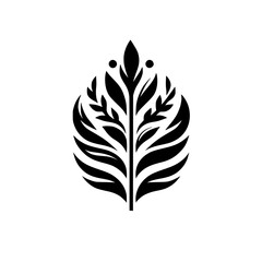 Obraz premium Elegant Black & White Leaf Logo Design on White Background