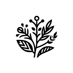 Minimalist Floral Illustration in Black & White, Logo Design