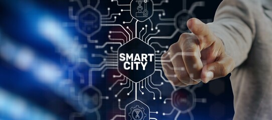Smart city and abstract connection technology concept