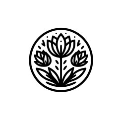 Minimalist Floral Emblem: Modern Logo Design, Botanical Illustration