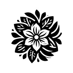 Monochrome Floral Mandala: Elegant Black and White Design