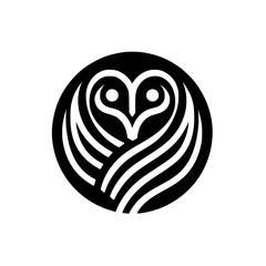 Minimalist Owl Logo Design - Black and White, Circular Emblem