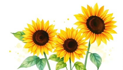 Obraz premium Three sun flowers, artistic style