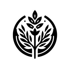 Minimalist Black and White Tree Logo in a Circle - Nature, Organic Design