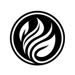 Obraz premium Minimalist Leaf Logo Design in a Circle, Black and White, for Branding