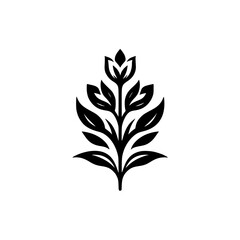 Black & White Botanical Logo: Minimalist Plant Icon on White