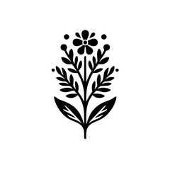 Minimalist Black Floral Design, Botanical Illustration on White