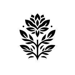 Minimalist Black Floral Design, Emblem, Logo, Vector Illustration on White