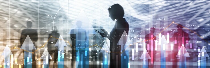 Stock market forex trading graph and candlestick chart suitable for financial investment concept