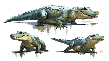 Obraz premium Alligator Poses Swamp Reptile.