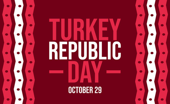 Turkey Republic Day celebration on October 29 with deep red theme, modern Turkish design and abstract wavy borders, honoring national pride and independence illustration