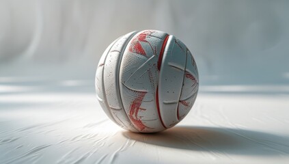 Modern Netball White and Red Netball on White Background