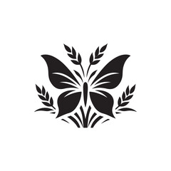 butterfly on grass vector silhouette clip art illustration