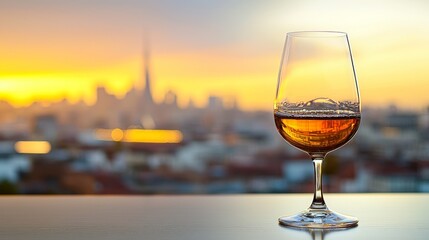 A glass of wine sitting on top of a table