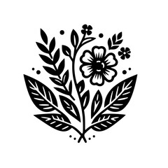 Black and White Floral Illustration: Minimalist Nature Design