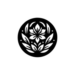 Elegant Black and White Floral Mandala on White Background