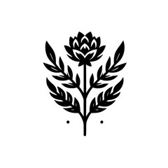 Minimalist Black and White Floral Emblem Design