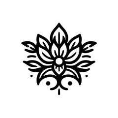 Elegant Floral Motif, Black and White, Minimalist Design