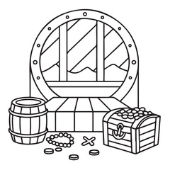 Cozy space coloring pages, bold and easy coloring pages, space coloring page, line art, victor illustration, black & white design, bold & easy coloring book, background