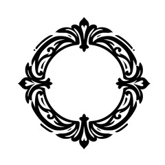 Elegant Black & White Ornamental Frame, Vector Circle Design