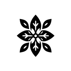 Black & White Geometric Flower Design, Simple & Elegant, Isolated