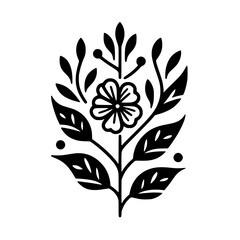 Elegant Floral Monochromatic Emblem: Nature-Inspired Design