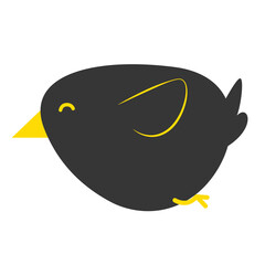 Minimal cute bird cartoon in black and yellow, simple vector for kids, decor, and fun graphics.