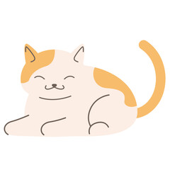 Cute cartoon cat resting calmly, simple vector style perfect for kids, decor, and pet graphics.