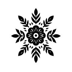 Black and White Floral Snowflake Design