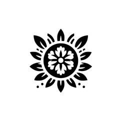 Black & White Floral Mandala Design on White Background