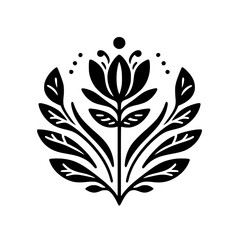 Minimalist Floral Design - Black and White Blossom Illustration