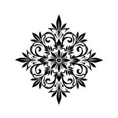 Floral Ornament Vector in Black & White - Mandala Style