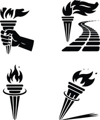 Torch Silhouette Set | Flashlight Vector Icons Pack Flashlight & Torch Silhouette Collection | Minimal Black Icons