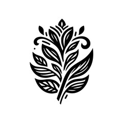 Obraz premium Elegant Black and White Floral Ornament, Botanical Design