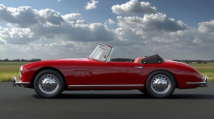 A red sports car parked on the side of a road