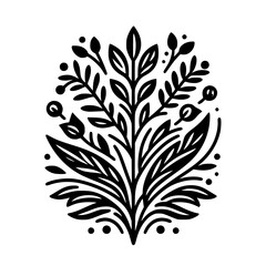 Black and White Floral Emblem: Minimalist Botanical Design
