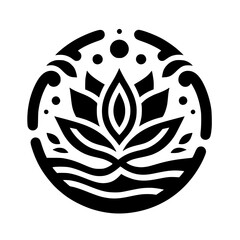Black & White Lotus Mandala Design, Vector Illustration