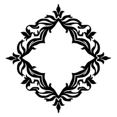 Elegant Floral Ornament: Black & White Decorative Frame