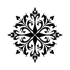 Elegant Black Floral Ornament on White Background