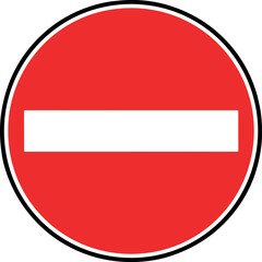  Red Circle with White Horizontal Bar - No Entry or Do Not Enter Road Sign Illustration