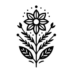 Minimalist Floral Illustration in Black & White, Botanical Art