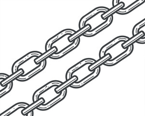 Detailed Line Art Illustration of Parallel Metal Chains