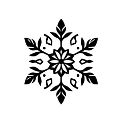 Elegant Black and White Snowflake Design, Winter or Floral Ornament