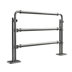 Obraz premium Chrome Metal Pipe Barrier Three Horizontal Rails Industrial Design