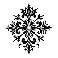 Fototapeta premium Elegant Black Floral Ornament on White, Vector Design Element