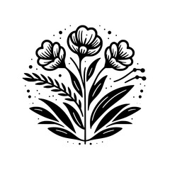 Elegant Floral Illustration: Black & White, Minimalist Botanical Design