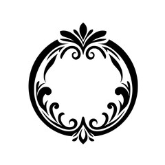 Elegant Black Floral Ornament on White, Vector Design, Decorative Frame