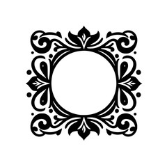 Ornate Black and White Frame with Central Circle