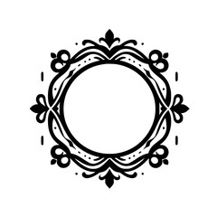 Elegant Black & White Ornamental Frame, Floral Design, Vector