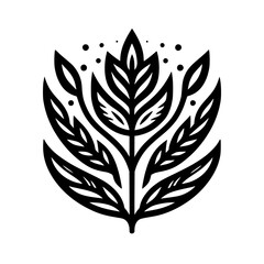 Elegant Black and White Floral Illustration on White Background